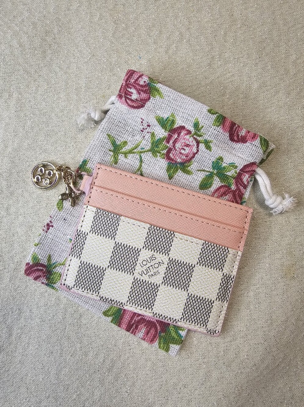 Pink Slim Cardholder with Charm